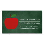 Chalkboard Niedlich Red Apple School Teacher Magnetische Visitenkarte (Vorderseite)