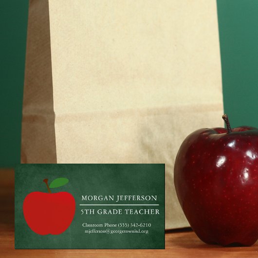 Chalkboard Niedlich Red Apple School Teacher Magnetische Visitenkarte