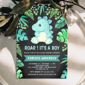 Chalkboard Niedliche Aquamarine Dinosaurier Arch B Einladung