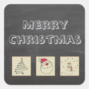 Chalkboard niedliche lustige Weihnachtsfeiertage Quadratischer Aufkleber