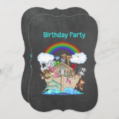 Chalkboard NOAHS ARK Zoo Tier-Party Einladung (Vorne/Hinten)