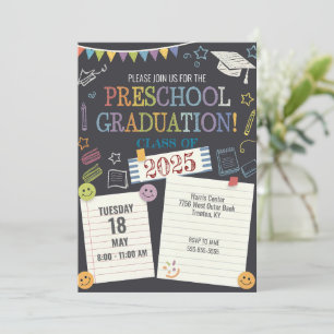 Chalkboard Note Preschool Graduation Cap anpassen Einladung