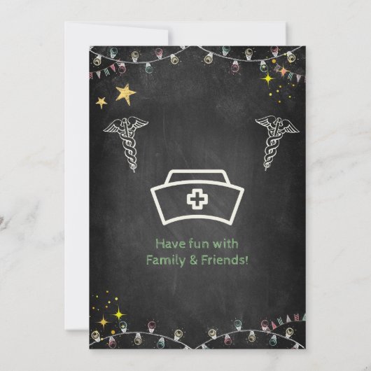 Chalkboard Nurse Abschluss Einladung (Rückseite)