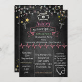Chalkboard Nurse Abschluss Einladung (Vorne/Hinten)