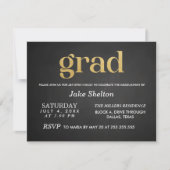 Chalkboard Open House Abschluss Gold Grad Einladung (Vorderseite)