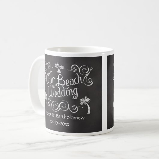 Chalkboard Our Beach Wedding Kaffeetasse (Vorderseite Links)