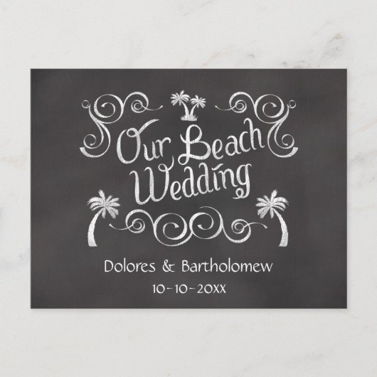 Chalkboard Our Beach Wedding Postkarte (Vorderseite)