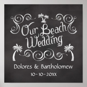 Chalkboard Our Beach Wedding Sign Poster