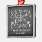 Chalkboard Our Beach Wedding Silbernes Ornament (Links)