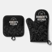 Chalkboard Oven Mitt & Pot Holder Set | Custom Nam (Vorderseite)