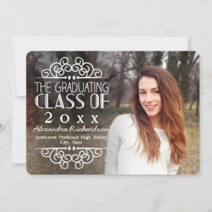 Chalkboard Overlay High School Foto Abschluss Einladung