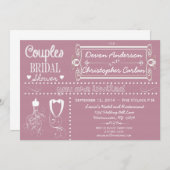 Chalkboard Paare Lila Bridal Dusche Einladung (Vorne/Hinten)