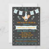 Chalkboard Paare Windeln Babydusche Wäscheleine Einladung (Vorderseite)