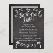 Chalkboard Palm Tree Beach Hochzeit Save the Date Ankündigungspostkarte (Vorne/Hinten)
