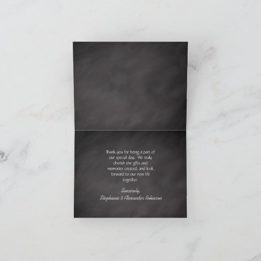 Chalkboard Palm Tree Beach Hochzeit Vielen Dank Dankeskarte (Innenseite)