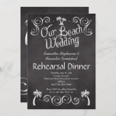 Chalkboard PalmTree Beach Hochzeit Probe Dinner Einladung (Vorne/Hinten)