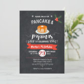 Chalkboard Pancake und Pajamas Einladung zum Gebur (Stehend Vorderseite)