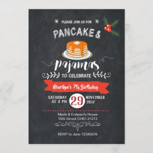 Chalkboard Pancake und Pajamas Einladung zum Gebur