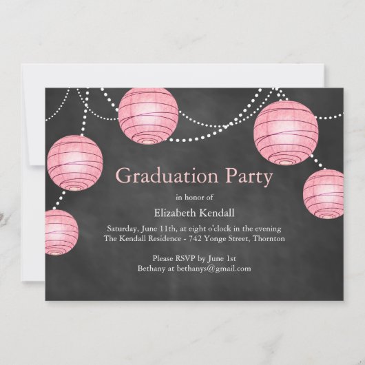 Chalkboard Party Lantern Abschluss Einladung (Vorderseite)