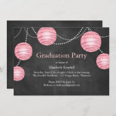 Chalkboard Party Lantern Abschluss Einladung (Vorne/Hinten)