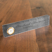 Chalkboard Pattern Business Namplate "Clock" Namensplakette (Seite)