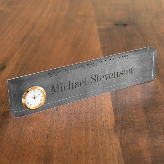 Chalkboard Pattern Business Namplate "Clock" Namensplakette (Seite)