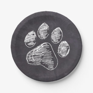 Chalkboard Paw Print - Puppy Pawty - Hund Geburtst Pappteller