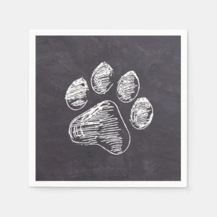 Chalkboard Paw Print - Puppy Pawty - Hund Geburtst Serviette