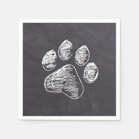 Chalkboard Paw Print - Puppy Pawty - Hund Geburtst Serviette (Vorderseite)