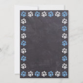 Chalkboard Paw Prints Blue Boy Baby Dusche Einladung (Rückseite)