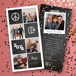 Chalkboard Peace Out 2024 Blocks 4 FotoCollage Feiertagskarte