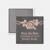 Chalkboard Peach-Rose Speichern des Datumsfelds Magnet (Vorderseite/Rückseite)