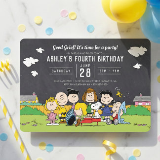Chalkboard Peanuts Charlie Brown und Gang Birthday Einladung