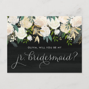 Chalkboard Peonies werden mein Jr. Bridesmaid sein Einladungspostkarte