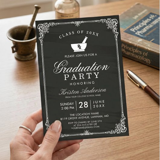 Chalkboard Pharmacy School Graduation Party Einladung