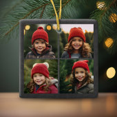 Chalkboard Photo Collage Merry Christmas Holly Keramikornament