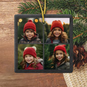Chalkboard Photo Collage Merry Christmas Holly Keramikornament