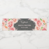 Chalkboard Pink Aquarell Blume Brautparty Wasserflaschenetikett (Einzelnes Label)