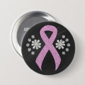 Chalkboard Pink Awareness Ribbon Button (Vorne & Hinten)