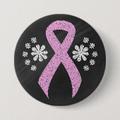 Chalkboard Pink Awareness Ribbon Button (Vorderseite)