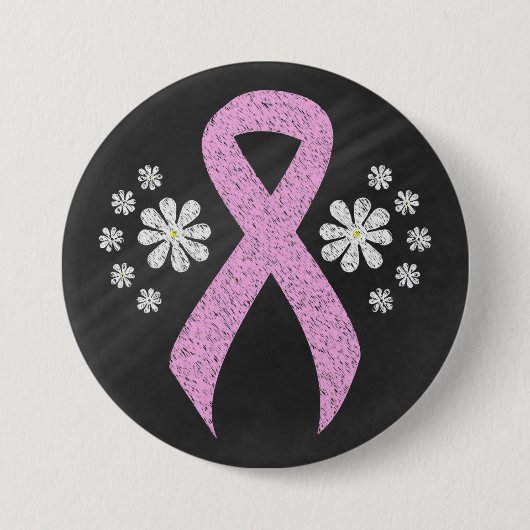 Chalkboard Pink Awareness Ribbon Button (Vorderseite)