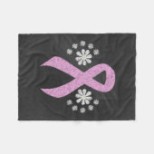 Chalkboard Pink Awareness Ribbon Fleecedecke (Vorderseite (Horizontal))