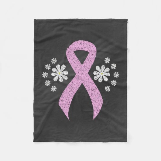 Chalkboard Pink Awareness Ribbon Fleecedecke (Vorderseite)