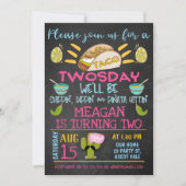 Chalkboard Pink Blue Girls - Taco Einladung (Vorderseite)