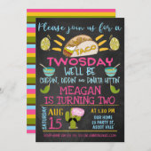 Chalkboard Pink Blue Girls - Taco Einladung (Vorne/Hinten)