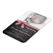Chalkboard Pink Bow Girl Baby Geburtsankündigung Magnet (Linke Seite)