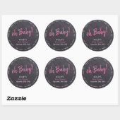 Chalkboard Pink Girl Baby Dusche Danke Runder Aufkleber (Blatt)