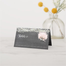 Chalkboard Pink Heart Leaf Tree Hochzeit Platzkart Platzkarte