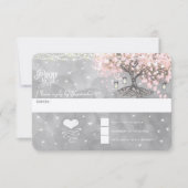 Chalkboard Pink Heart Leaf Tree UAWG RSVP Karte (Vorderseite)
