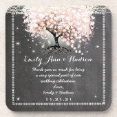 Chalkboard Pink Heart Leaf Tree Wedding Untersetze Untersetzer (Vorderseite)